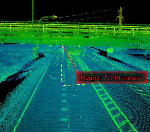 bridge Height measurement - lidar road survey